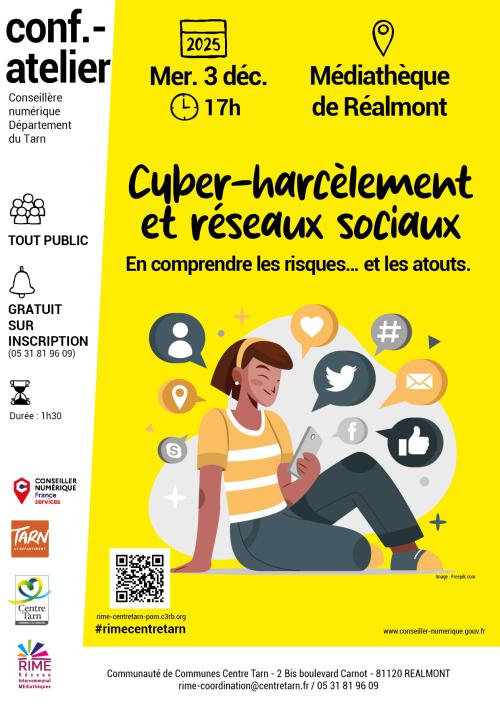 Affiche : conf.-atelier Cyber-harc&egrave;lement