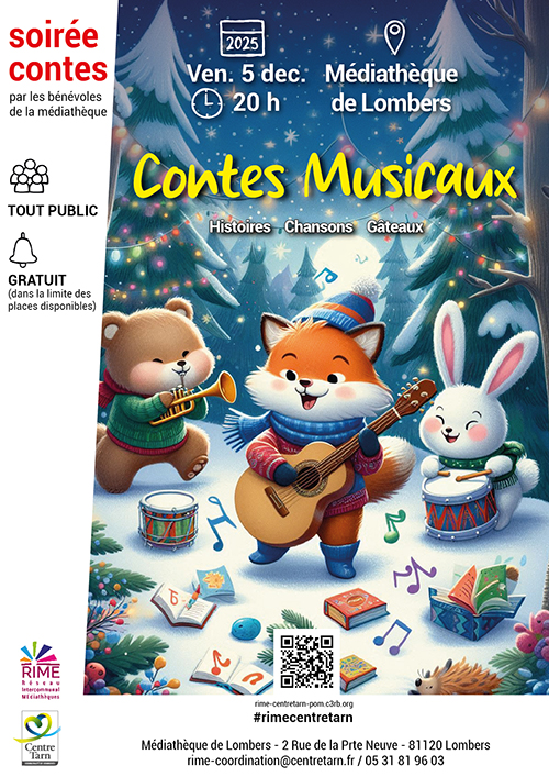 Affiche : Contes Musicaux. Histoires Chansons G&acirc;teaux.