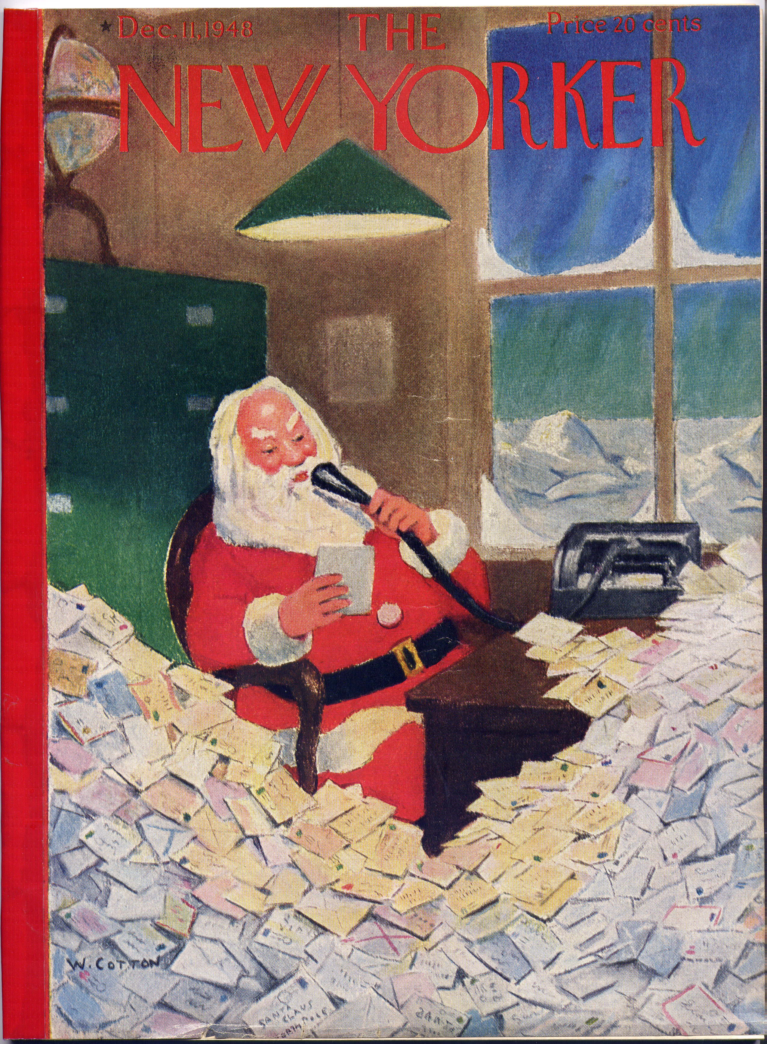 1948 The New Yorker Santa Claus et son courrier