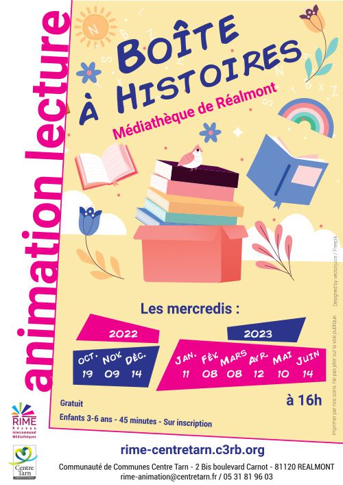 Affiche "Boîte à Histoires" avec le calendrier