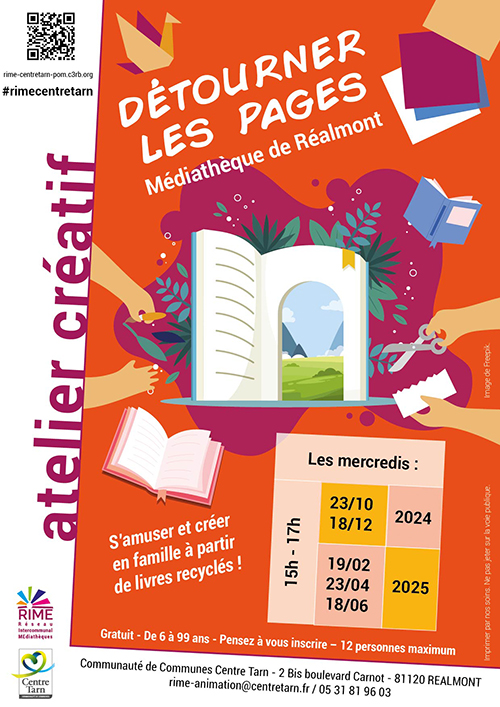 Affiche : atelier créatif, Détourner les pages