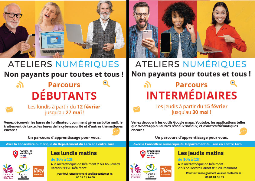 Affiche : "Ateliers numériques"