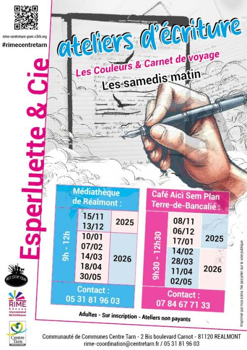 Affiche "Atelier d'écriture".