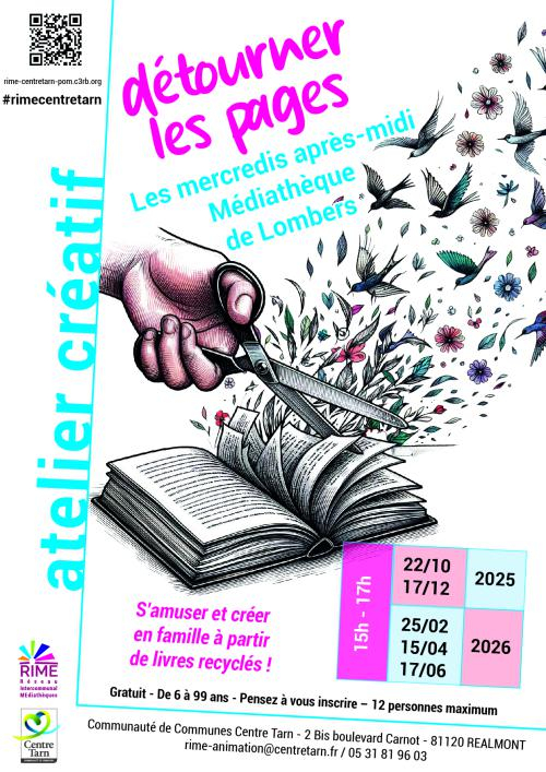 Affiche : atelier créatif, Détourner les pages